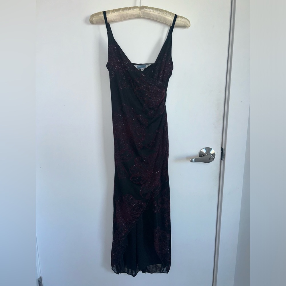 Tight Black Dress with Sparkly Floral Pattern